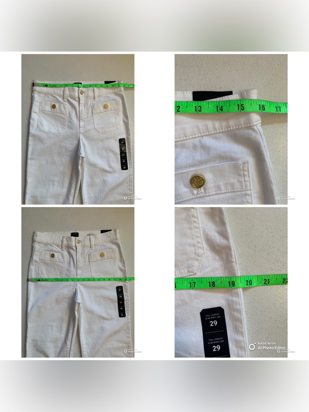 J Crew Factory White Slim Wide-Leg Sailor Jean Size 29 NWT Summer Jeans - Picture 14 of 17